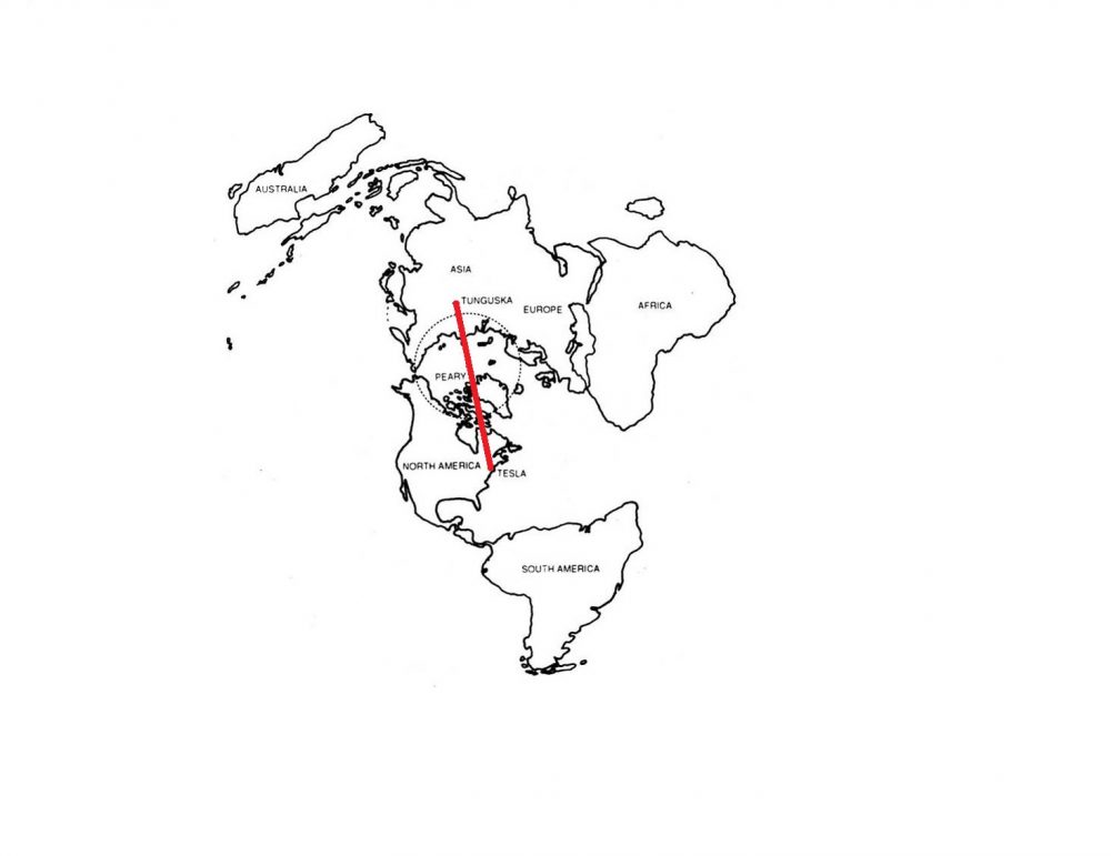 A map showing the location of Tesla's death ray (possible) and Tunguska.