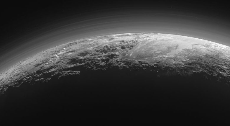 An image of Pluto’s majestic mountains, frozen plains and foggy hazes. This image was taken around 15 minutes after New Horizon's closest approach to Pluto in 2015. Image Credit: New Horizons / NASA/JHUAPL/SwRI.