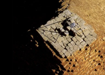 A rare view of the summit of the Great Pyramid of Giza.