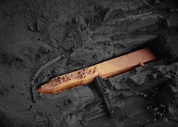 An aerial view of the Unfinished Obelisk in Aswan, Egypt.