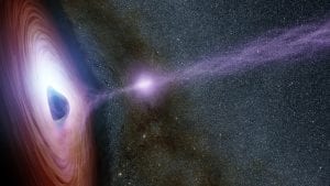 A supermassive black hole is depicted in this artist's concept, surrounded by a swirling disk of material falling onto it. Credits: NASA/JPL-Caltech