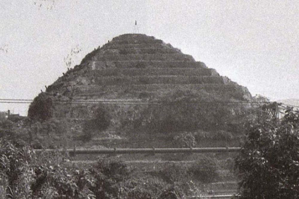 A frontal view of the pyramid that once stood in France.