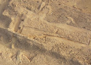 Aerial view of the ancient monument discovered in Saudi Arabia. Image Credit: MADAJ, Marianne Cotty, Olivia Munoz and Ronald Schwerdtner.