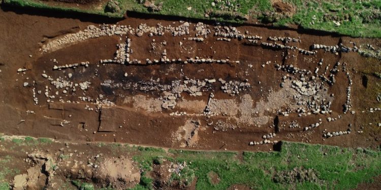 Aerial view of the excavations at the archaeological site of Stöð. Image Credit: Bjarni Einarsson.