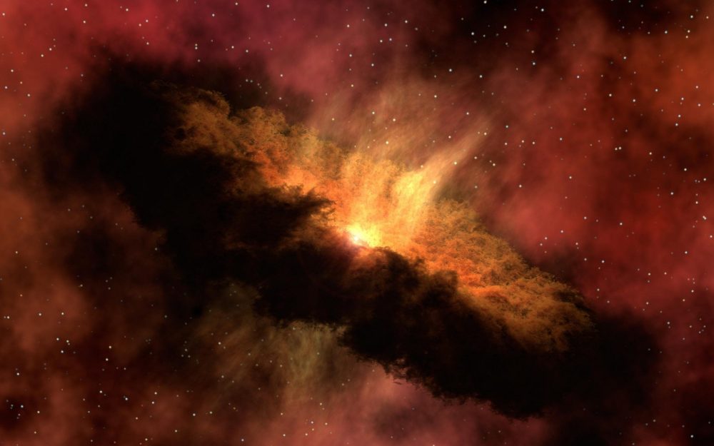 An illustration showing a distant galactic dust cloud. Jumpstory.