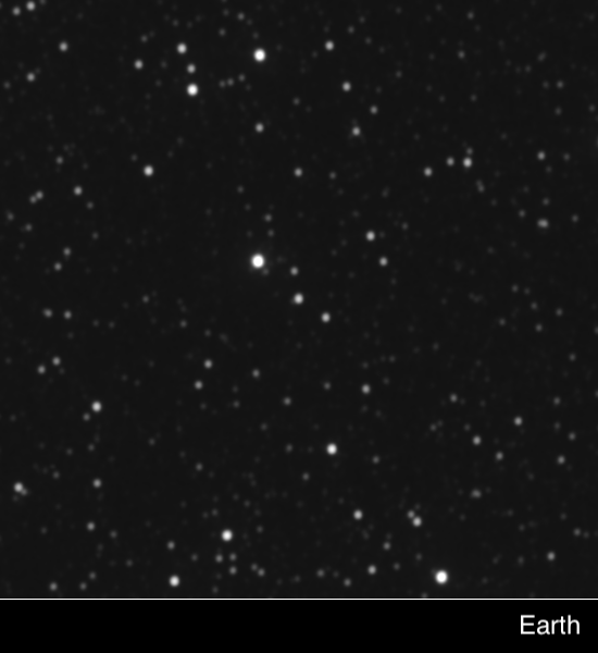 A gif showing Proxima Centauri observed form Earth and New Horizons. Image Credit: NASA.