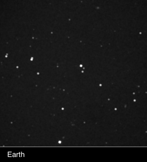 A gif showing Wolf 359 observed form Earth and New Horizons. Image Credit: NASA.