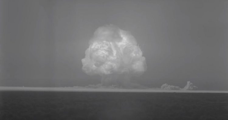 A screenshot of the video showing the detonation of project Trinity. YouTube / Atomcentral.