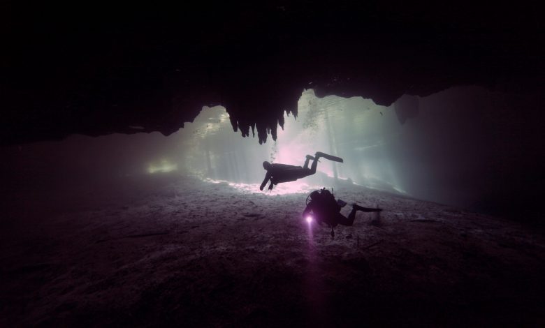 An image of divers exploring a sunken site. Shutterstock.