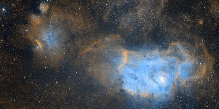 Lagoon in narrowband by Dylan O'Donnell. Wikimedia Commons.