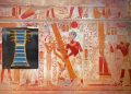An ancient Egyptian mural showing a djed pillar. Curiosmos.