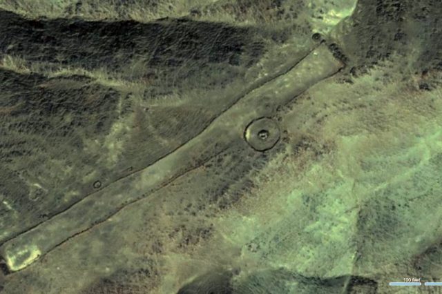 An aerial view of the massive stone monuments. Image Credit: Google Maps.