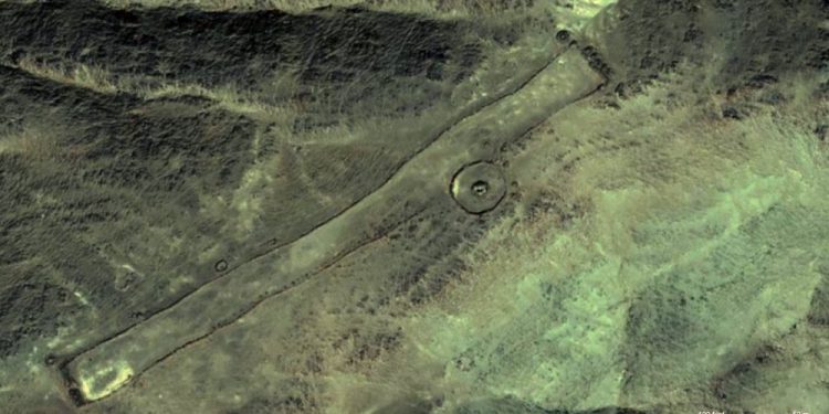 An aerial view of the massive stone monuments. Image Credit: Google Maps.