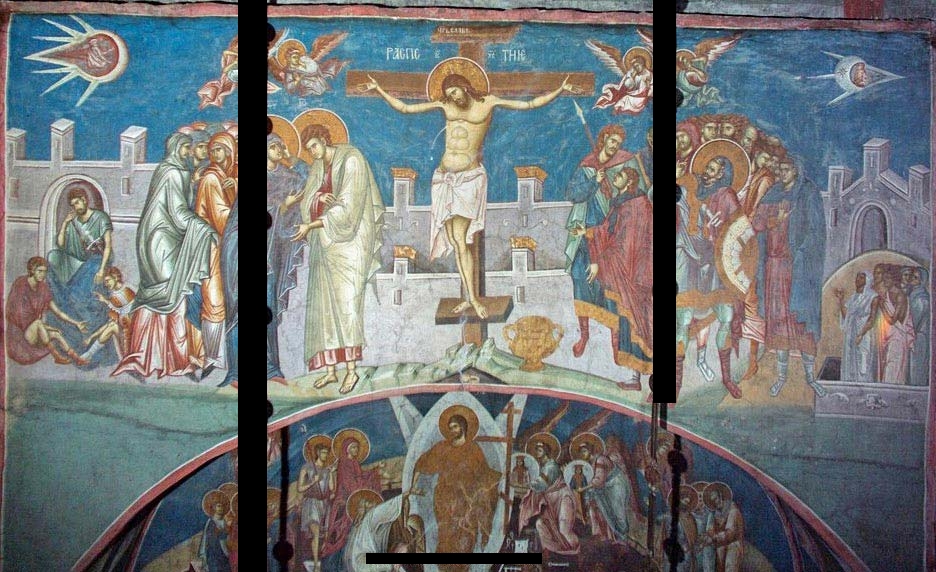 The painting Crucifixion of Christ located at the Visoki Dečani Monastery. Image Credit: Wikimedia Commons.