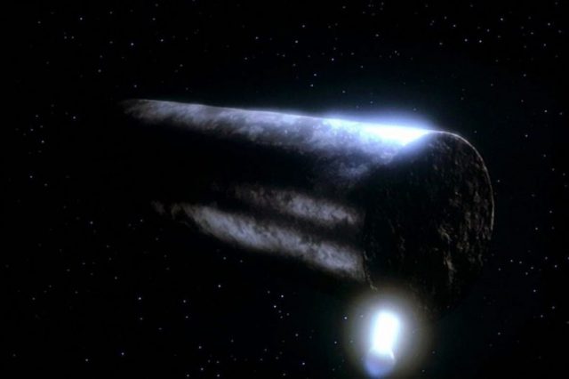Screenshot of "The Voyage Home." Is this what Oumuamua looks like? Image Credit: Paramount Pictures.