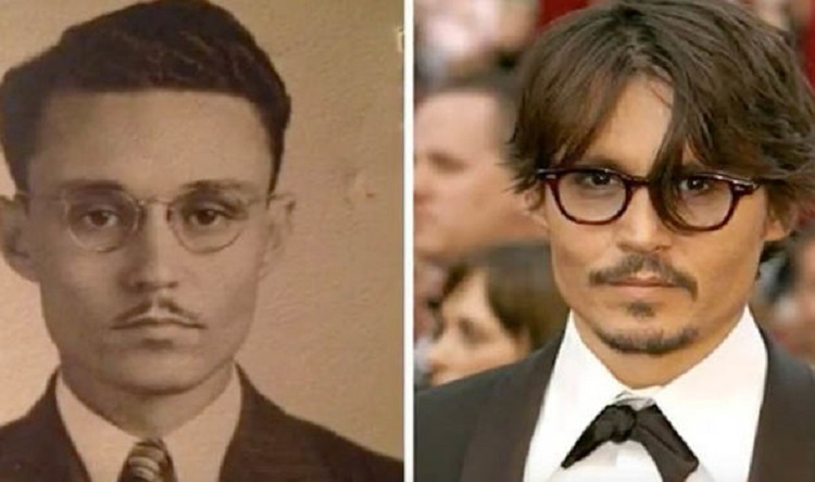 A man that looks like Johnny Depp to the left, and the actor to the right. Still, it doesn't prove much other than there are some people who like other people. Period.