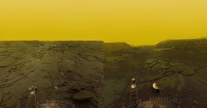 The surface of Venus photographed by the Soviet Venera mission.
