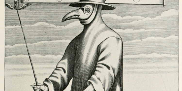 Part of a Satirical engraving called "Doctor Beaky from Rome" although plague doctors did not particularly exist during the days of the Roman Empire.