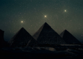 An artist's Illustration of the pyramids aligning to the stars.