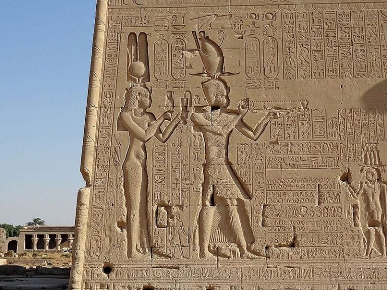 Cleopatra and Caesarion, relief at the Dendera Temple