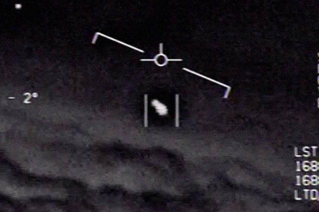 Screenshot from a declassified video of a UFO encounter in 2004.