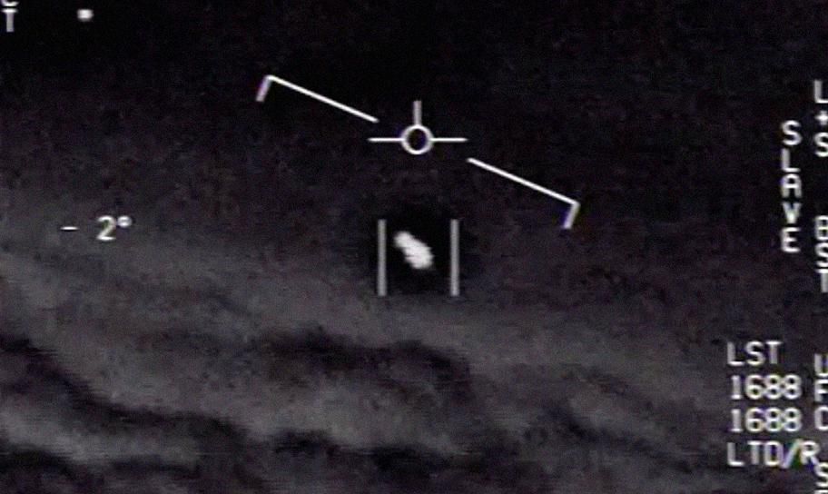Screenshot from a declassified video of a UFO encounter in 2004. 