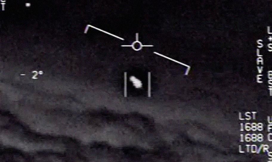 Screenshot from a declassified video of a UFO encounter in 2004.