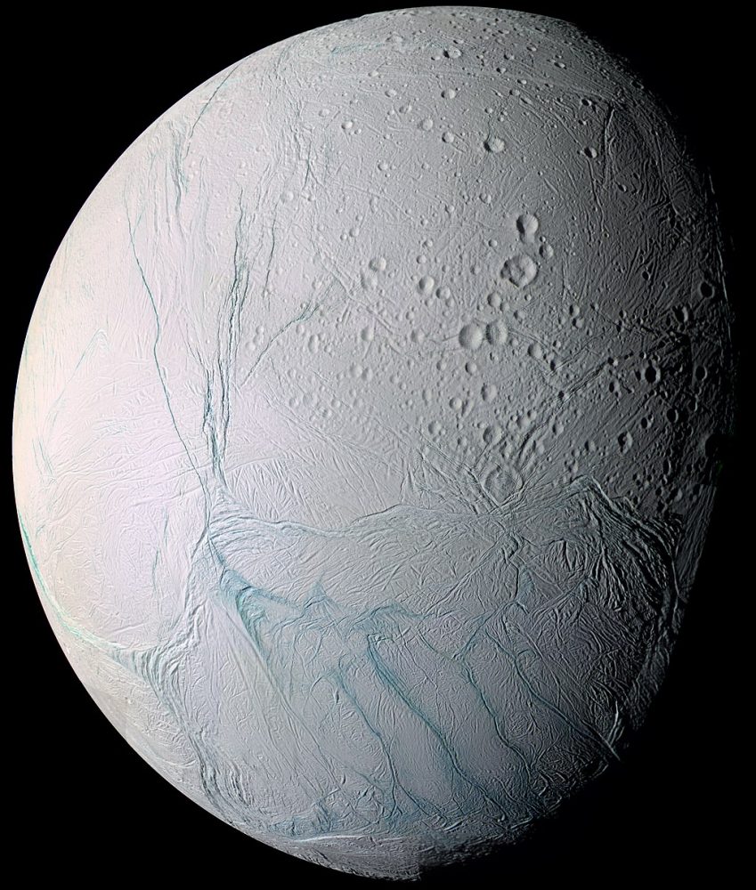 This image was captured by the Cassini spacecraft as it flew past Enceladus on July 14, 2005. Image Credit: NASA/JPL/Space Science Institute.