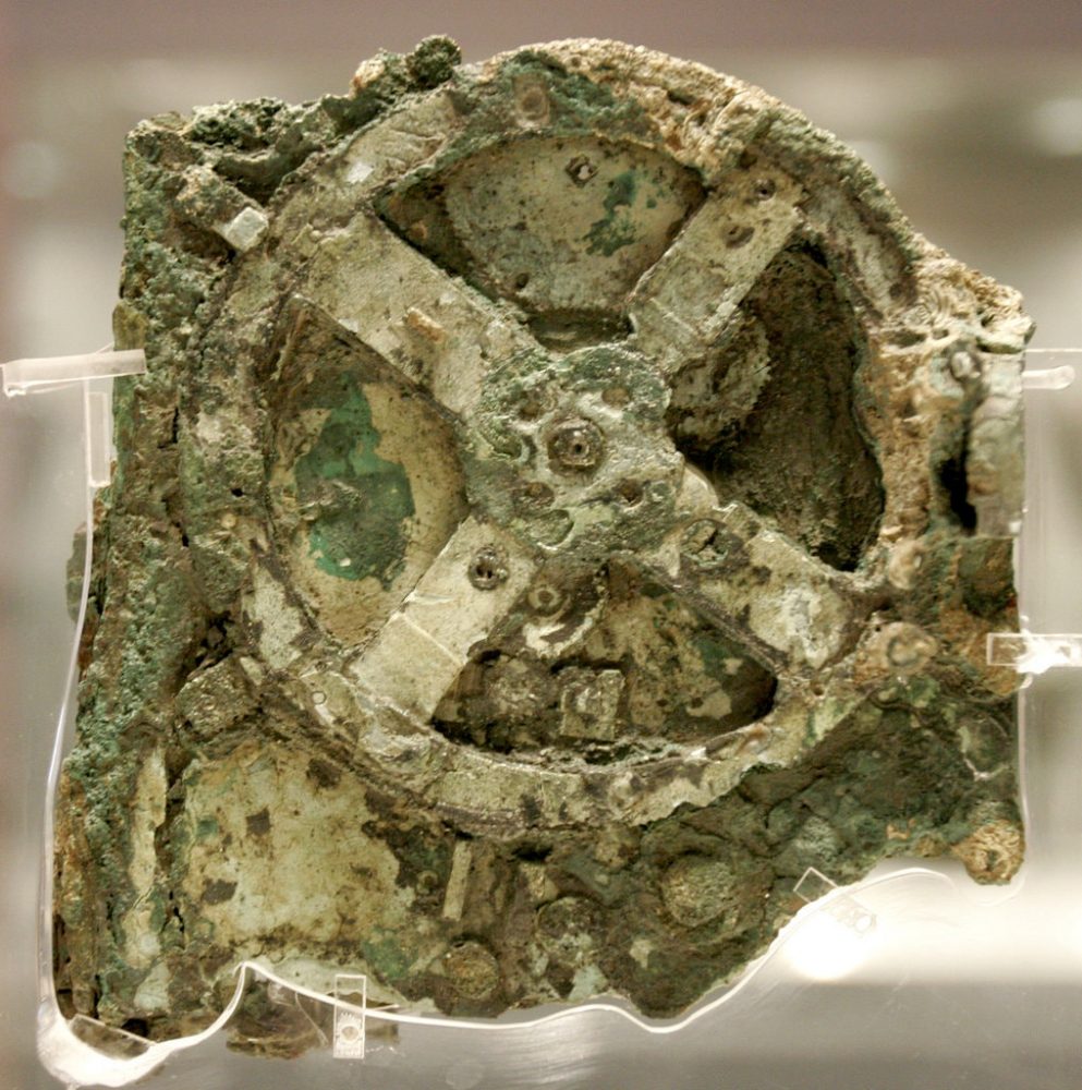 The most famous part of the Antikythera Mechanism, discovered over a hundred years ago. 