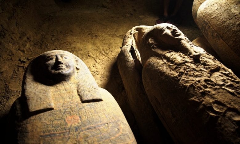 An image showing the recently discovered sarcophagi at Saqqara. Image Credit: Egypt Today.