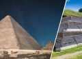 A Side-by-side comparison of the Great Pyramid of Giza and Cholula. Shutterstock / Curiosmos.