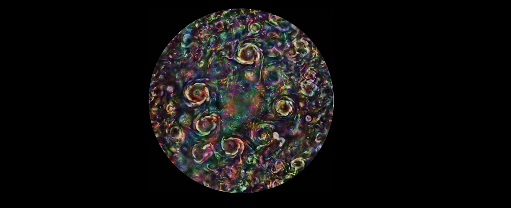 A composite, false color image of Jupiter's North Pole. Image data: NASA/JPL-Caltech/SwRI/MSSS. Image processing by Gerald Eichstädt.