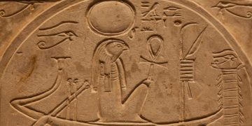 The Ancient Egyptian Sun God Ra as often depicted sailing.