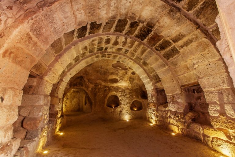 Tunnels in the ancient underground city of Derinkuyu.
