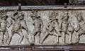 Relief presenting several gladiators during a fight.