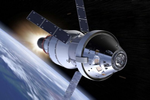 An illustration of the brand new Orion space capsule that was designed for the new 2024 Moon Landing.