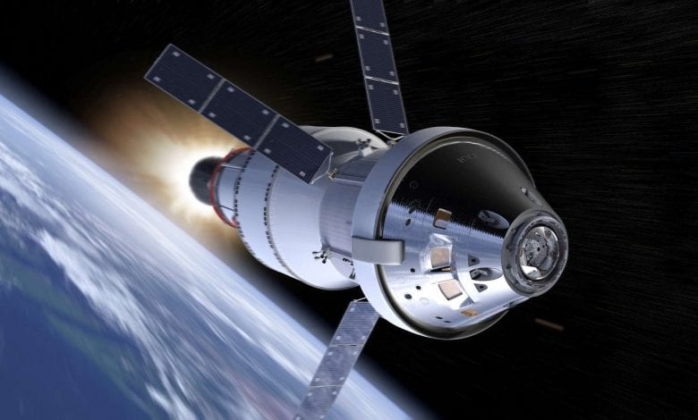 An illustration of the brand new Orion space capsule that was designed for the new 2024 Moon Landing.