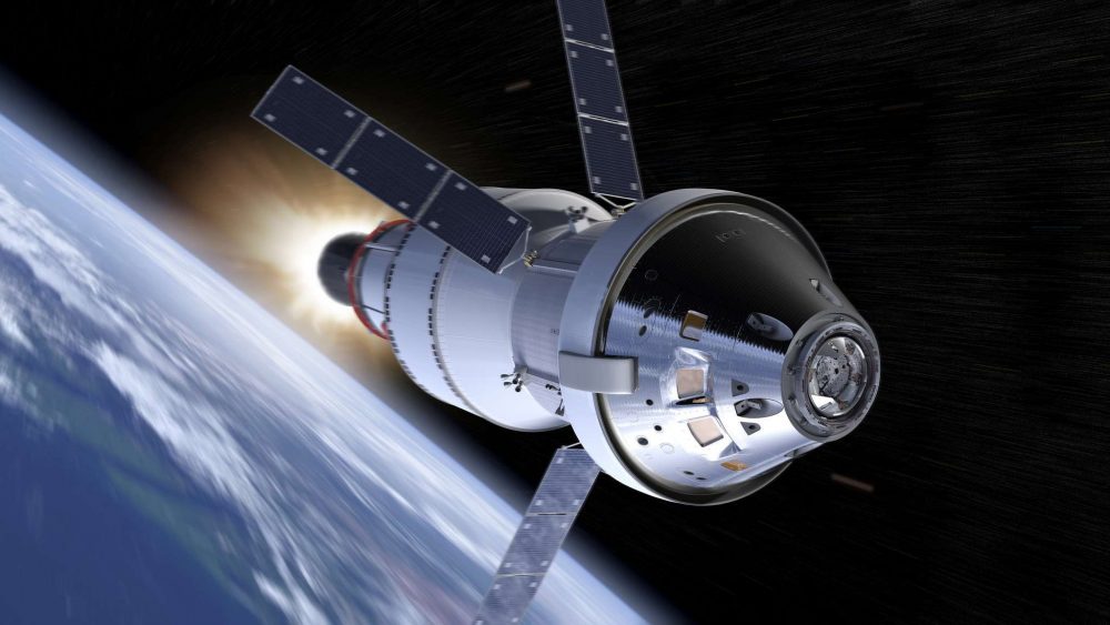 An illustration of the brand new Orion space capsule that was designed for the new 2024 Moon Landing.