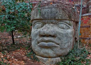 One of the 17 giant head statues erected by the ancient Olmecs.
