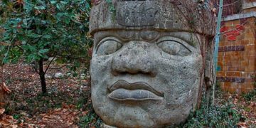 One of the 17 giant head statues erected by the ancient Olmecs.