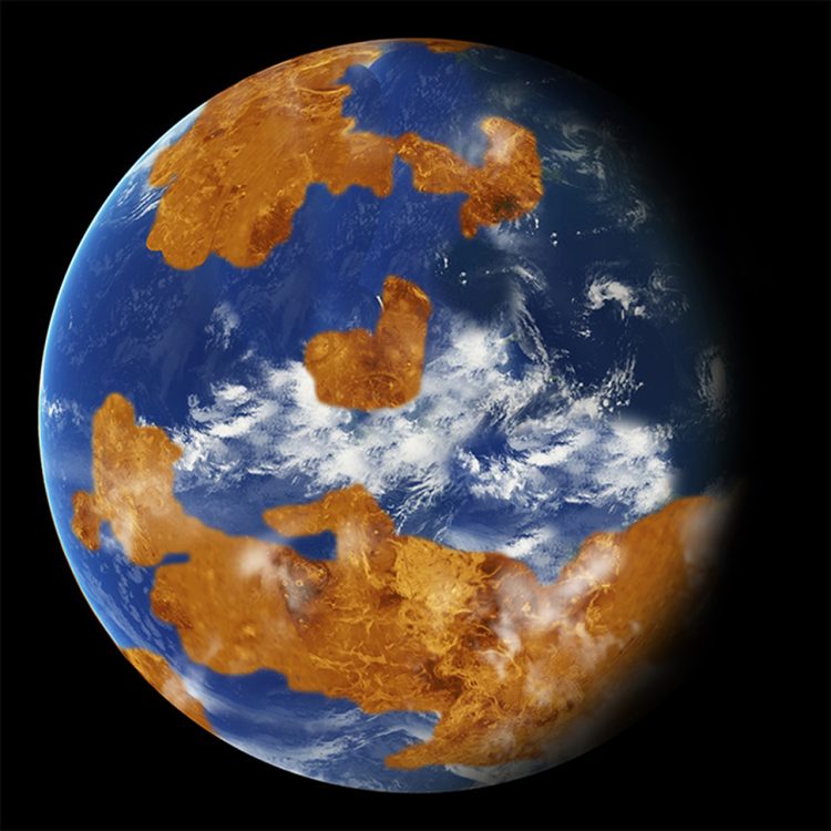 Visual representation of how Venus could have potentially looked like over 750 million years ago.