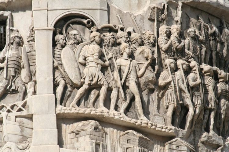 The Column of Marcus Aurelius and the relief depicting Roman Legionaries.