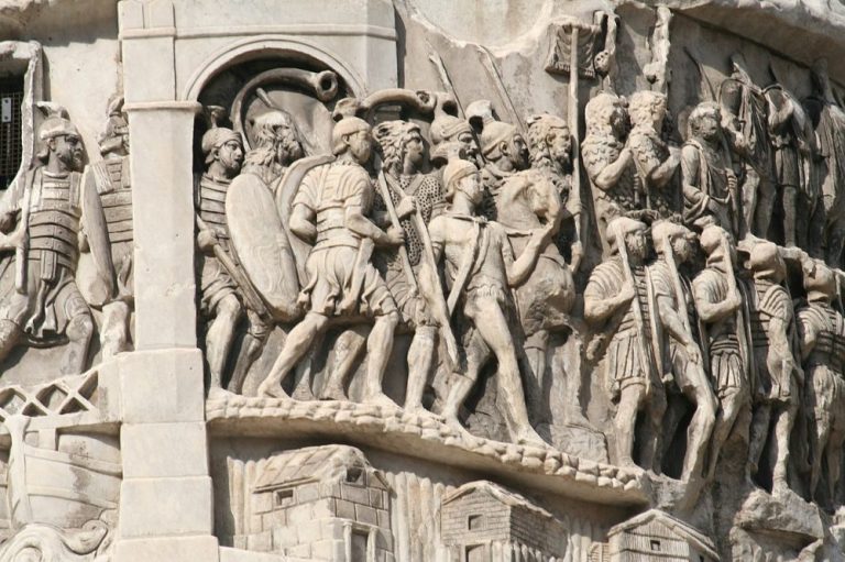The Column of Marcus Aurelius and the relief depicting Roman Legionaries.