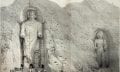 An old engraving illustrating the Bamyan Buddhas over a hundred years ago in 1883.