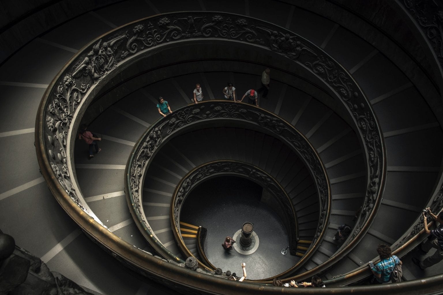 An image of the Bramante Staircase. 