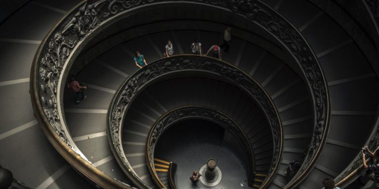 An image of the Bramante Staircase. Jumpstory.