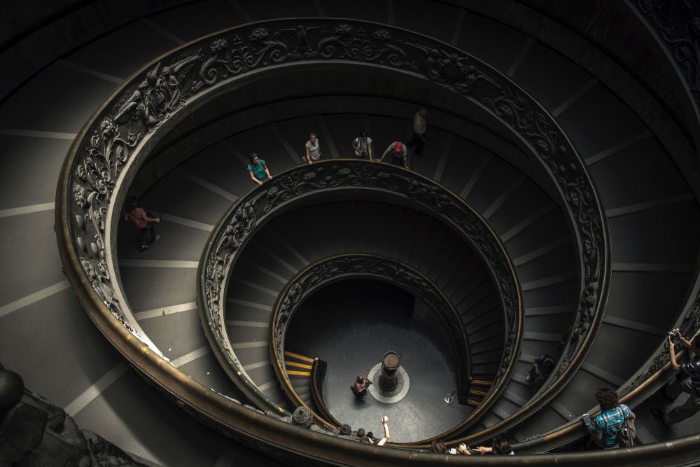 An image of the Bramante Staircase. Jumpstory.