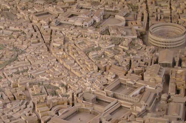 Scale model of Rome. The archaeologist who created it claims it took 36 years to complete and is the most accurate model of Ancient Rome. How much ancient Roman concrete was used to build Rome?