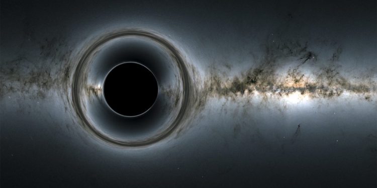 A Black Hole simulation provided by NASA to accompany their scientific explanation of a black hole. Credit: NASA