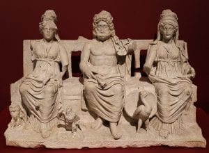 The Capitoline Triad of ancient Rome. These were the three main ancient deities - Jupiter, Juno, and Minerva.